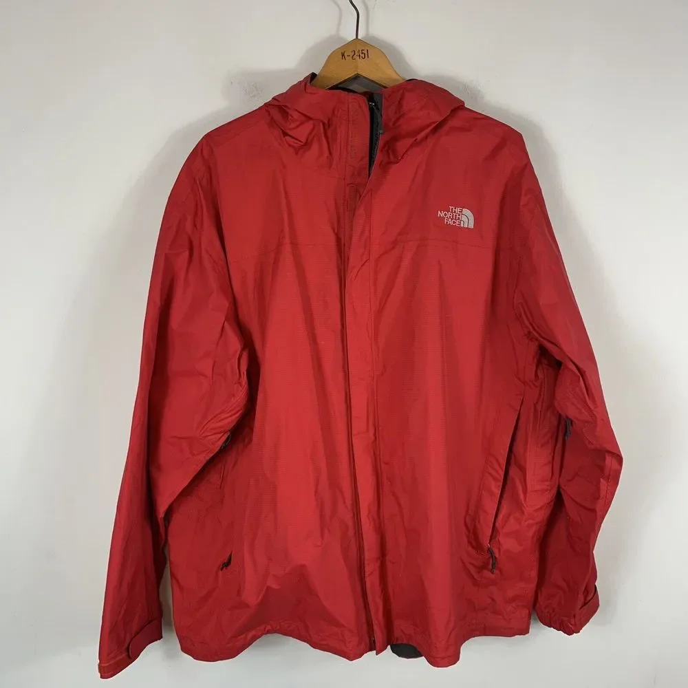 The North Face Men XXL Dryvent Red Rain Jacket Full Zip Red Flawed